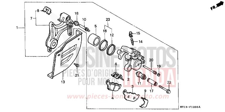 REAR BRAKE CALIPER for Africa Twin 750 SHASTA WHITE (NH138H) from 1990
